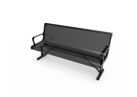 Perforated Steel Contoured Bench with Arms