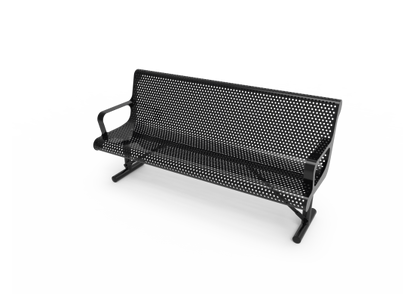 Perforated Steel Contoured Bench with Arms