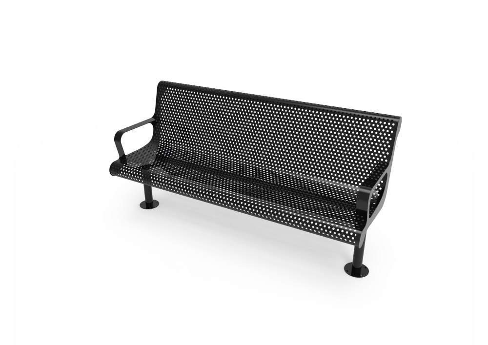 Perforated Steel Contoured Bench with Arms