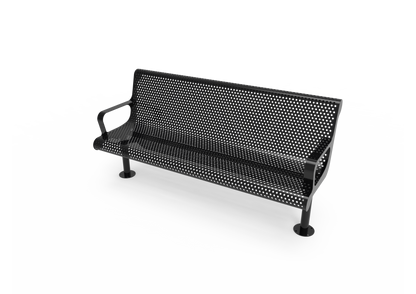 Perforated Steel Contoured Bench with Arms