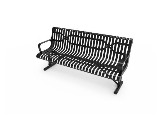 Slatted Steel Contoured Bench with Arms