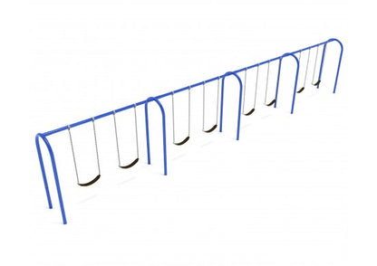 4-Bay Elite Single Post Swing - Frame with Hangers and 4 Bay Belt Seat Package