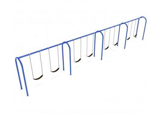 4-Bay Elite Single Post Swing - Frame with Hangers and 4 Bay Belt Seat Package
