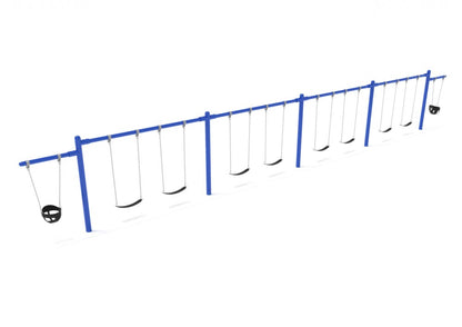 4 Bay 2 Cantilevers - Frame with Hangers, 4 Bay Belt Seat Package, 1 Bay Bucket Package