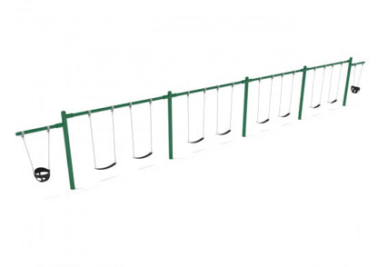 4 Bay 2 Cantilevers - Frame with Hangers, 4 Bay Belt Seat Package, 1 Bay Bucket Package
