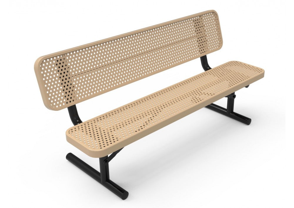 Perforated Steel Wide Seat Player's Bench with Back