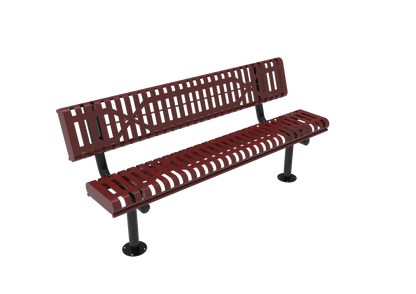 Slatted Steel Rolled Bench with Back