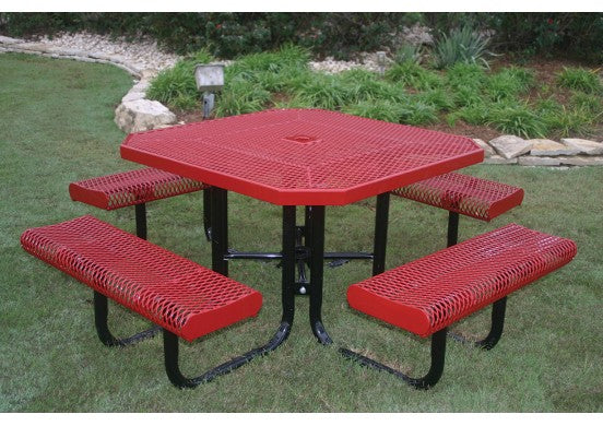 Octagon Rolled Edge Portable Picnic Table with Diamond Pattern