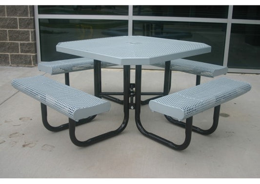 Octagon Rolled Edge Portable Picnic Table with Perforated Steel