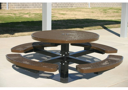 Round Single Pedestal Picnic Table with Diamond Pattern