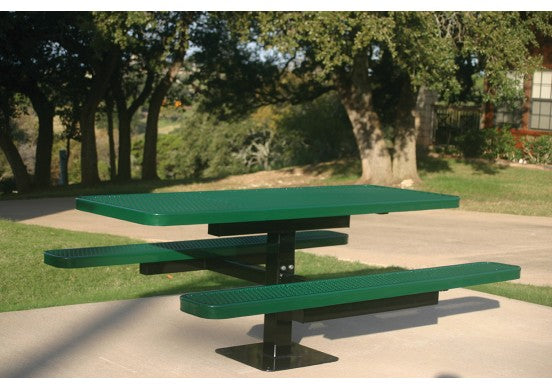 Rectangular Single Pedestal Picnic Table with Diamond Pattern